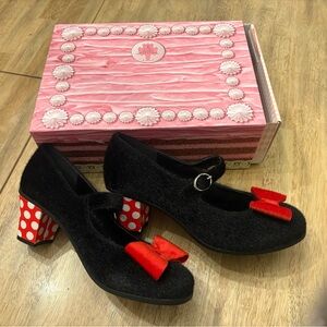 Mickey Mouse Black Mary Jane Heels with Red Bow